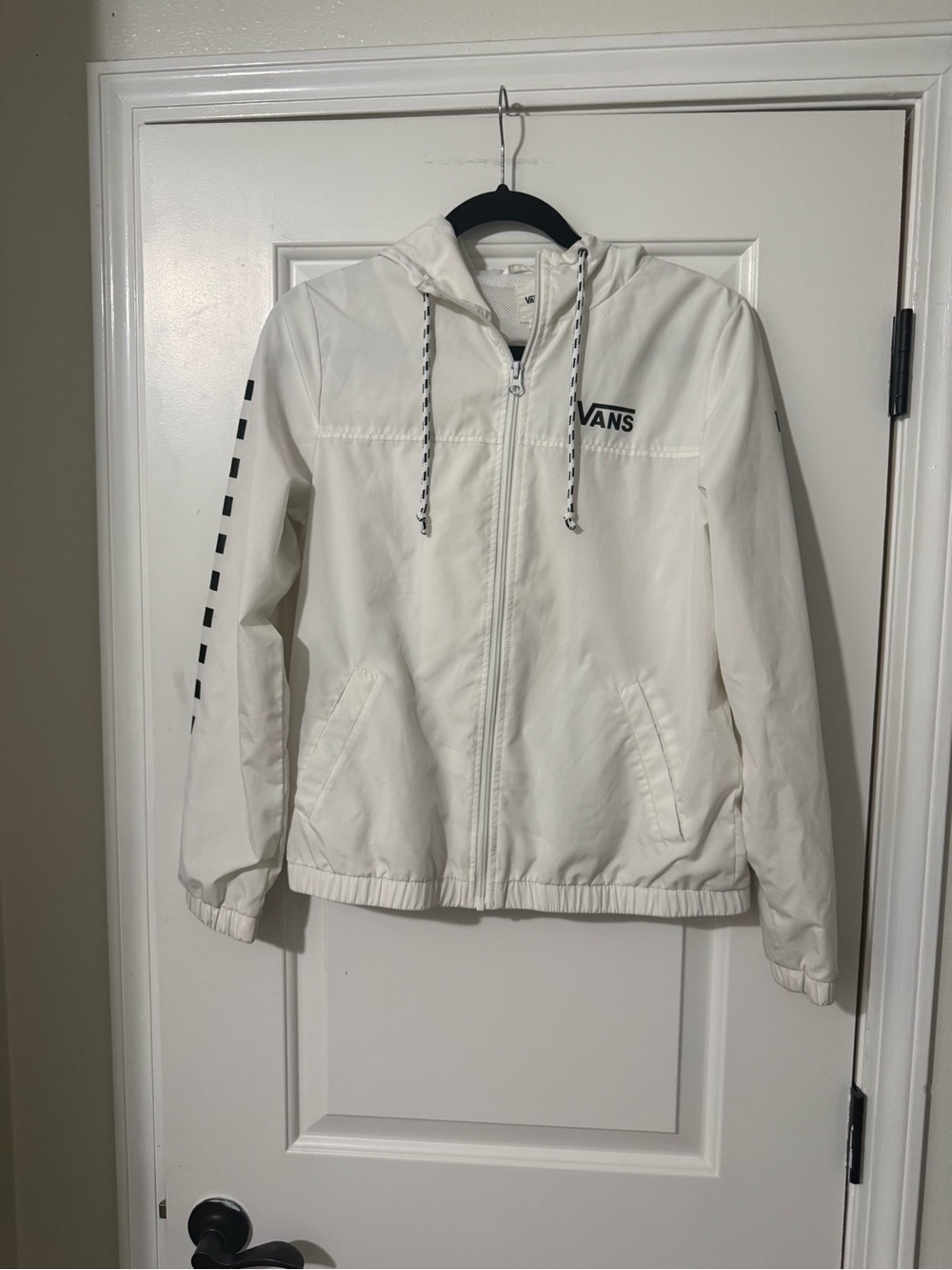 Vans White Hooded Utility Jacket with Black Logo